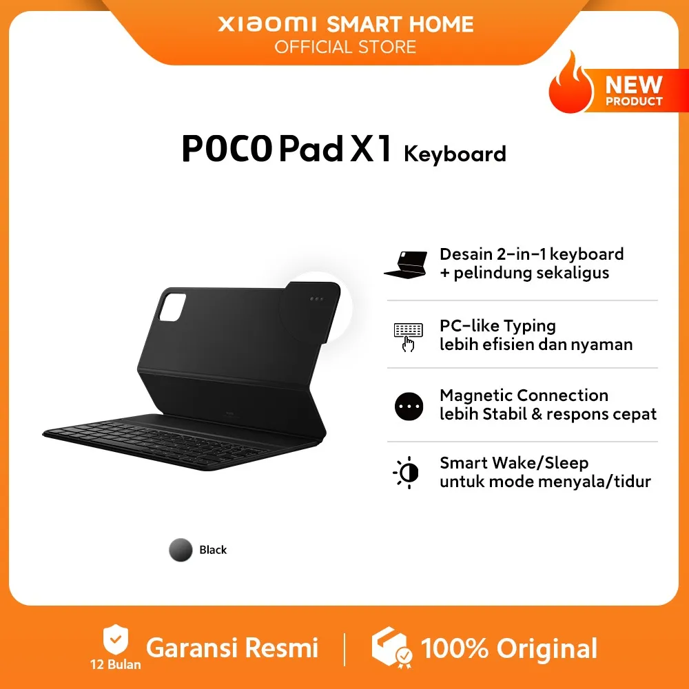 POCO Pad X1 Keyboard | Desain 2-in-1 keyboard + pelindung sekaligus | PC-like Typing lebih efisien dan nyaman | Magnetic Connection lebih Stabil & respons cepat | Smart Wake/Sleep untuk mode menyala/tidur [Official Store]