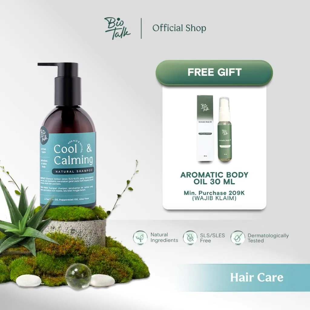 [NEW LAUNCH] Biotalk Cool & Calming Shampoo | 250ml | Non SLS/SLES | Natural | Perawatan Kulit Kepala Gatal Ketombe Berkerak Sensitif Eksim Psoriasis Seboroik