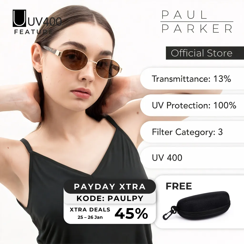[BEST SELLING] Paul Parker Design-Rounded UV 400 Sunglasses-Women Sunglasses-Fit Wajah Bulat Kotak