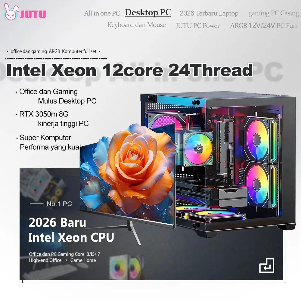 JUTU Komputer Full Set PC Gaming CPU NvidiaGTX730/750 RTX1650m 4G RTX3050m RAM 16GB Dual Channel SSD 512GB | PC RAKITAN