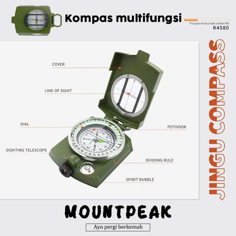 Kompas Bidik Lensatik Akurat Outdoor Camping Survival Military Compass Lensatic Pramuka Petunjuk Arah