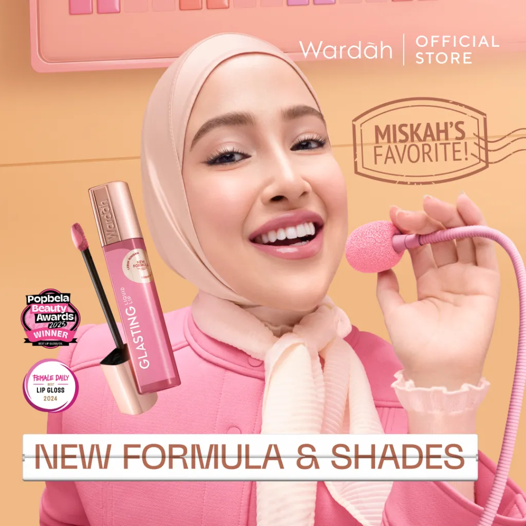 WARDAH Lip Cream Glossy Glasting Liquid Lip - Hi-Pigmented Glass Color, Ringan, Tidak Lengket, Transferproof Liptint-Lipgloss-Lipstik-Lip Tint-Lip Matte-Lipstick-Lipcream- Glossy Lip Longlasting Waterproof Tahan Lama- Makeup