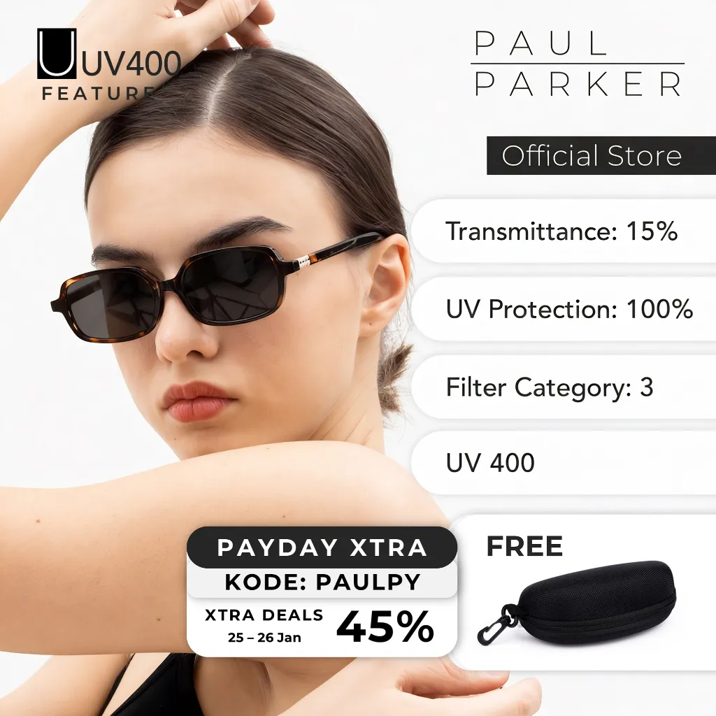 Paul Parker Slim Square Women Sunglasses-UV 400 Protection-Cocok Semua Bentuk Wajah
