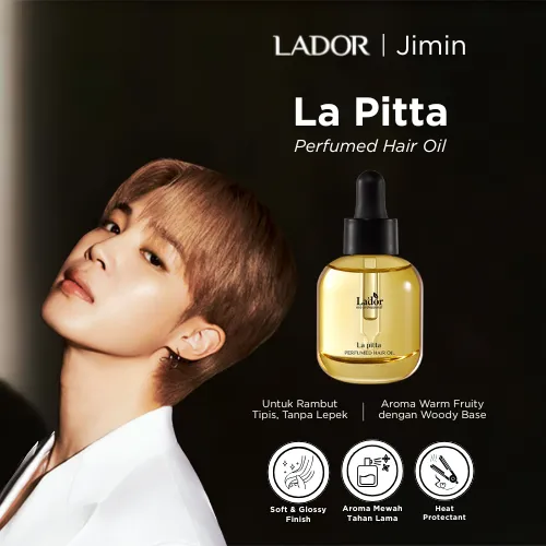 Lador Perfumed Hair Oil La Pitta 30mL Heat Protection | Tekstur Oil | Aroma Orange | Rambut Tipis | Rambut Catok