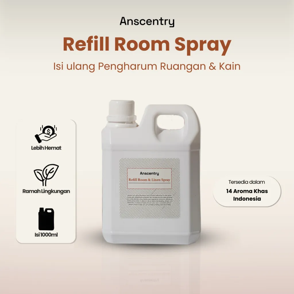 Anscentry - Refill Room & Linen Spray Anti Bakterial 1000ml