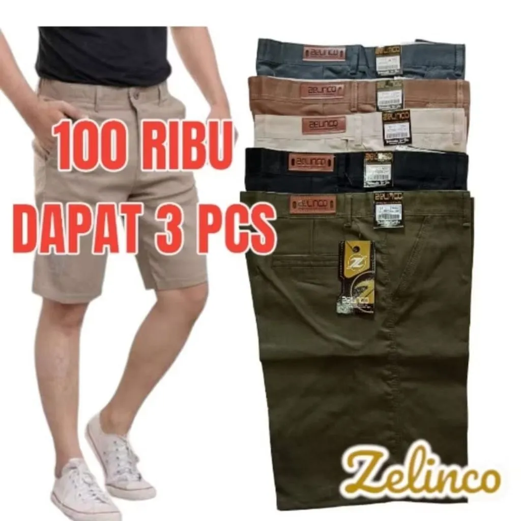 100RIBU DAPAT 3 PCS!!! Celana Chino Pendek Pria Premium Polos Non Strecht