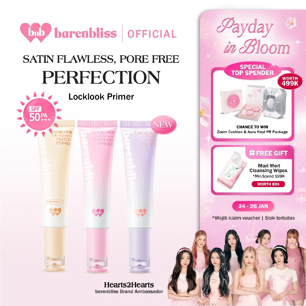 [BEST SELLING] BNB barenbliss Locklook Primer Silky Flawless Tinted Primer & Hydra Smooth Poreless Primer Tahan Hingga 16 Jam