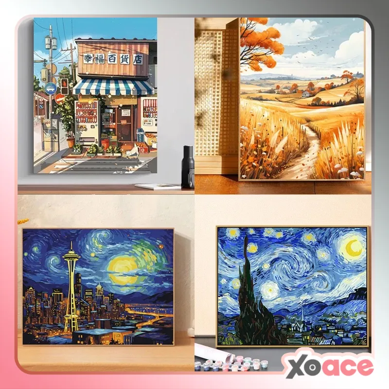 30x40 FRAMED DIY Paint By Number Kit Digital Painting By Numbers Kanvas Melukis Scenery 2