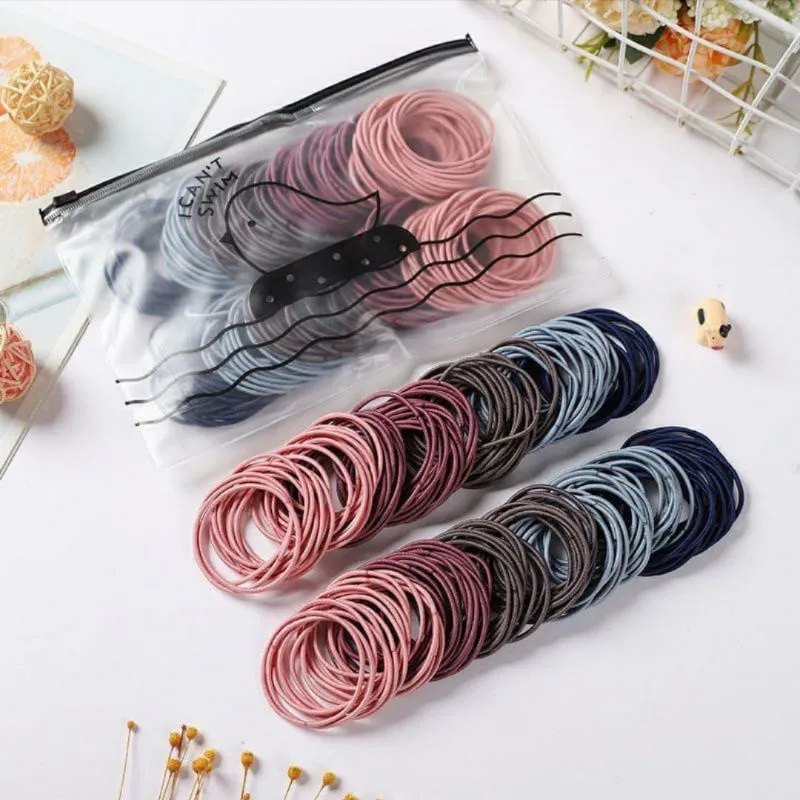 100 Pcs Ikat Rambut Pounch Korea Tali Rambut Kuncir Rambut