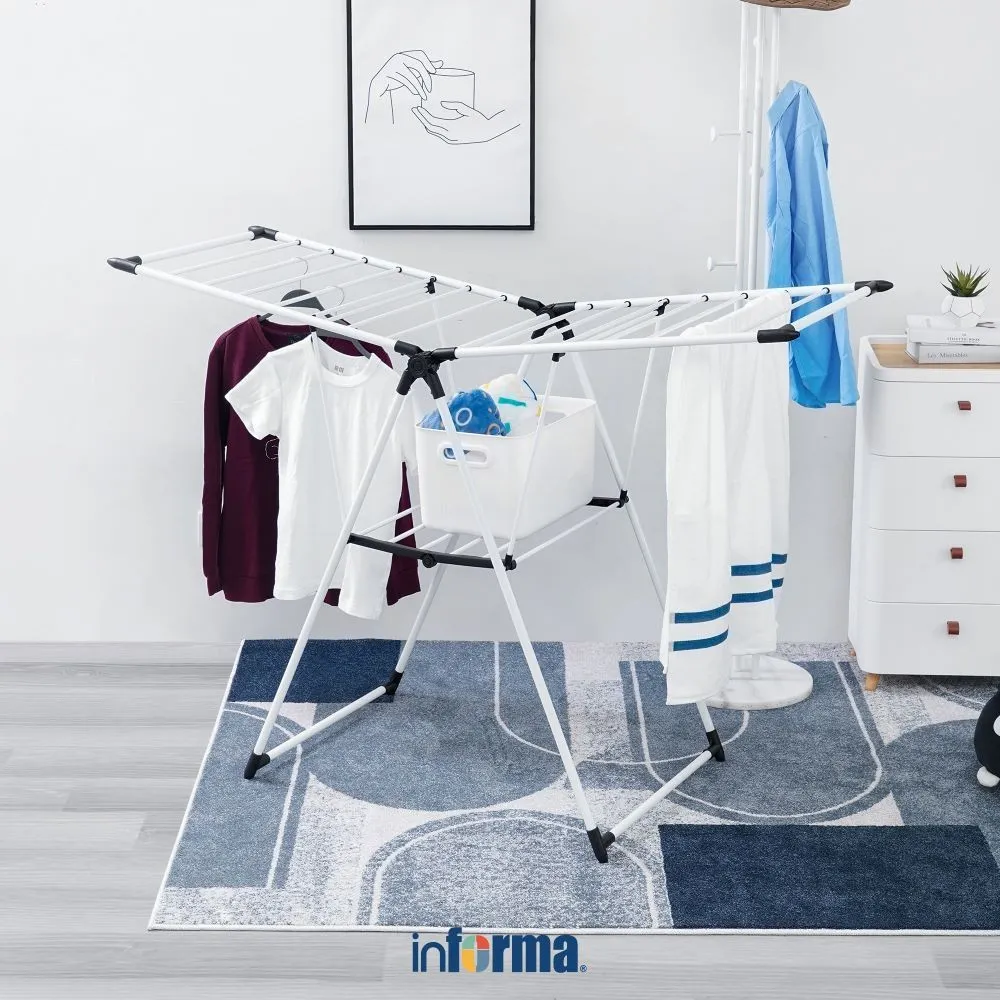 Informa Jemuran Baju Lipat - Putih Tempat Jemur Baju Drying Rack Gantungan Laundry Perlengkapan Rumah Rak Pakaian Gantungan Pakaian Rak Handuk Rak Laundry Tempat Jemuran Tiang Jemuran