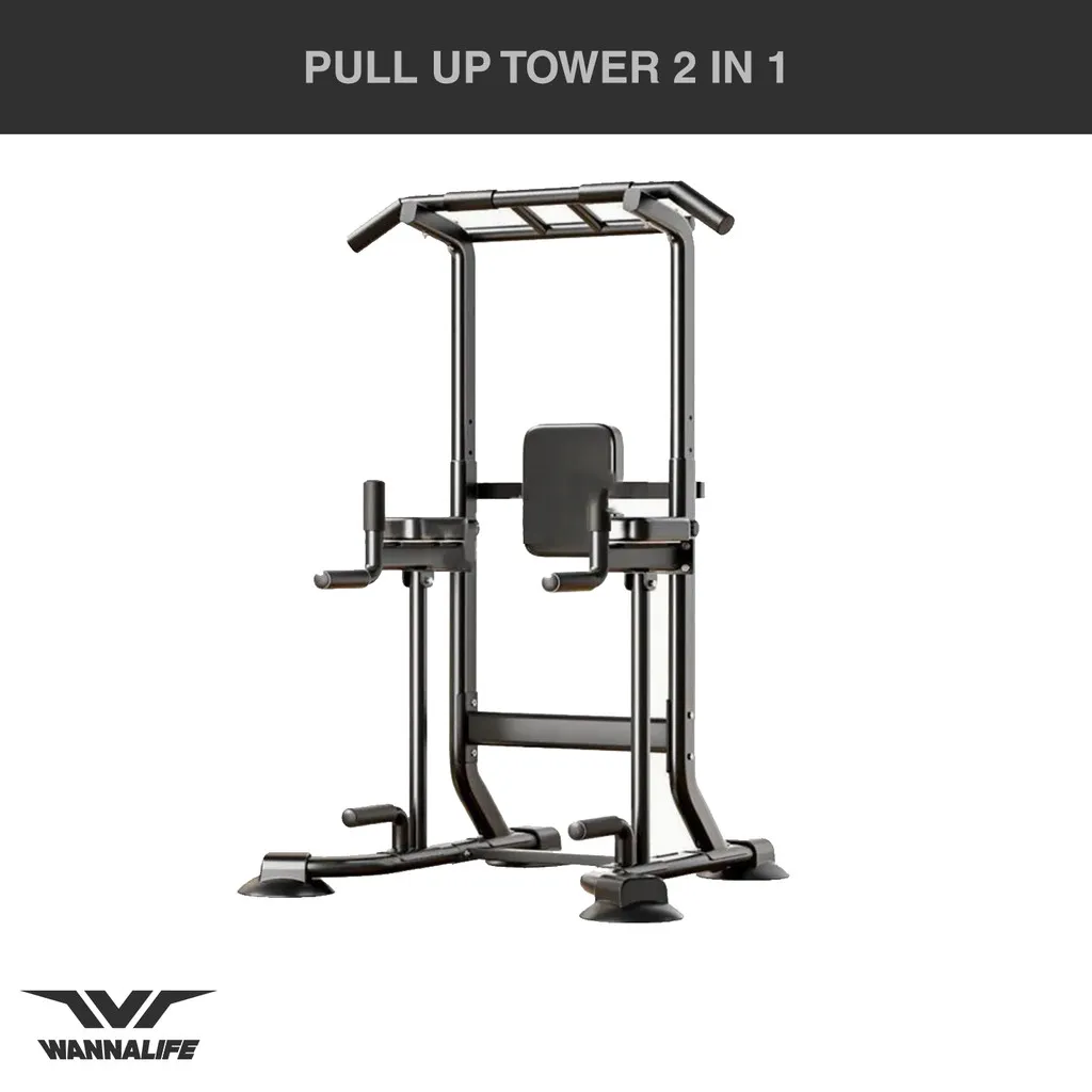WANNALIFE Pull Up Tower 2 in 1 | Fitness Pullup Power Rack Horizontal Bar Home Gym