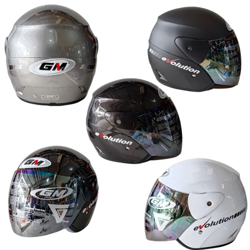 helm gm evolution solid ORIGINAL GM warna putih,hitam/hitam doff