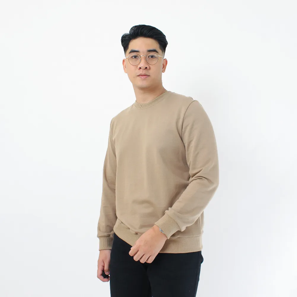 Volda Sweater Basic Crewneck Baby Terry (Beige) | Sweatshirt Polos Pria Lengan Panjang Regular Fit