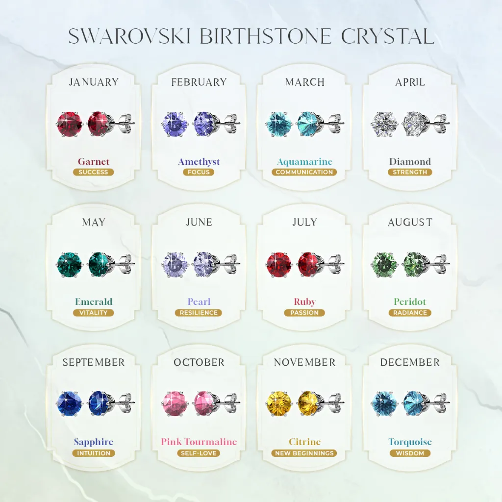 ANDALL - Swarovski Birthstone Crystal Earring Studs [925 Sterling Silver in 18K Gold]