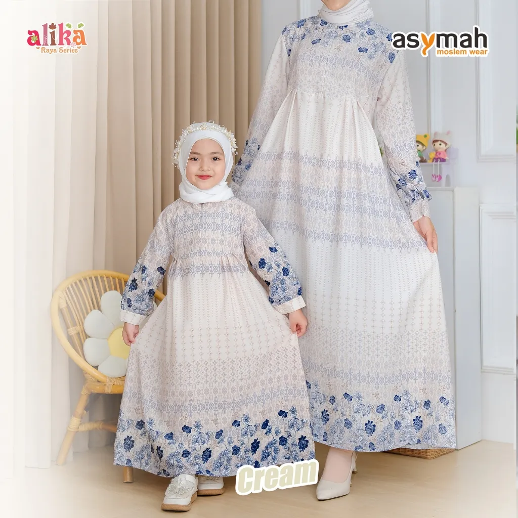 ASYMAH GAMIS ANAK COUPLE IBU RAYA SERIES MOTIF CANTIK BAHAN PREMIUM QUALITY ALIKA SERIES
