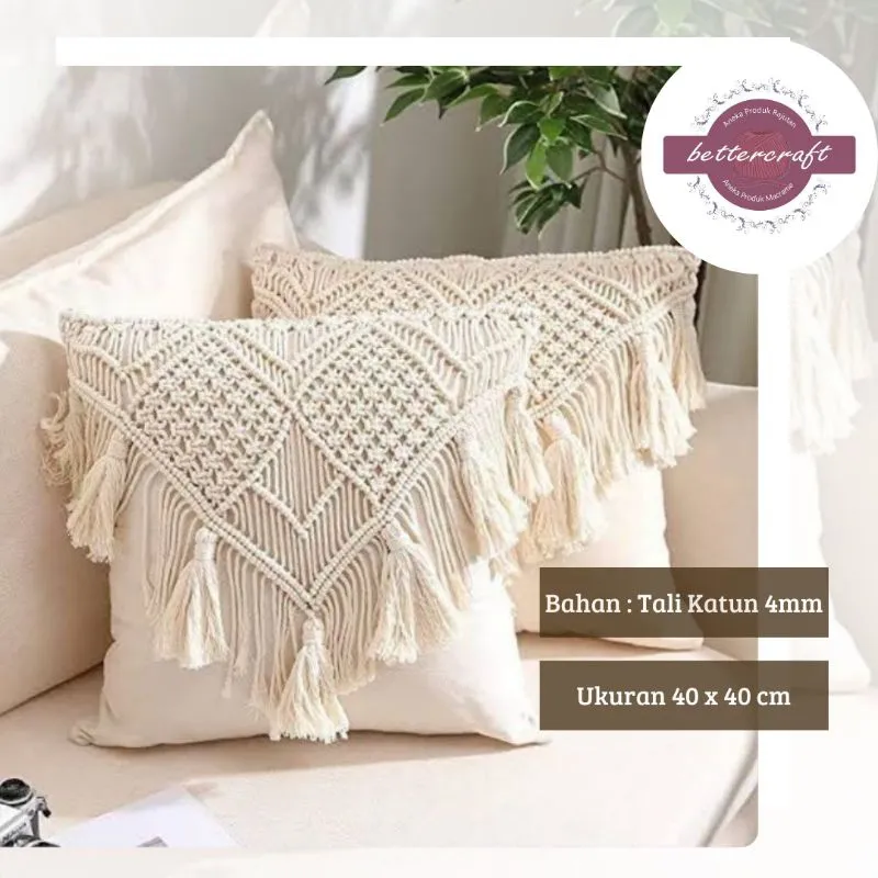 Sarung Bantal Sofa Macrame | Sarung Bantal Sofa | Sarung Bantal Macrame |Sarung Bantal Aestethic |Sarung Bantal 40 x 40