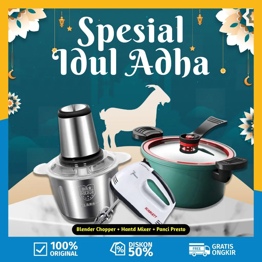 (SS) COD Special Paket Bundling Peralatan Masak 3in1 Panci 3.5Liter+Blender 2 Liter+Hand Mixer