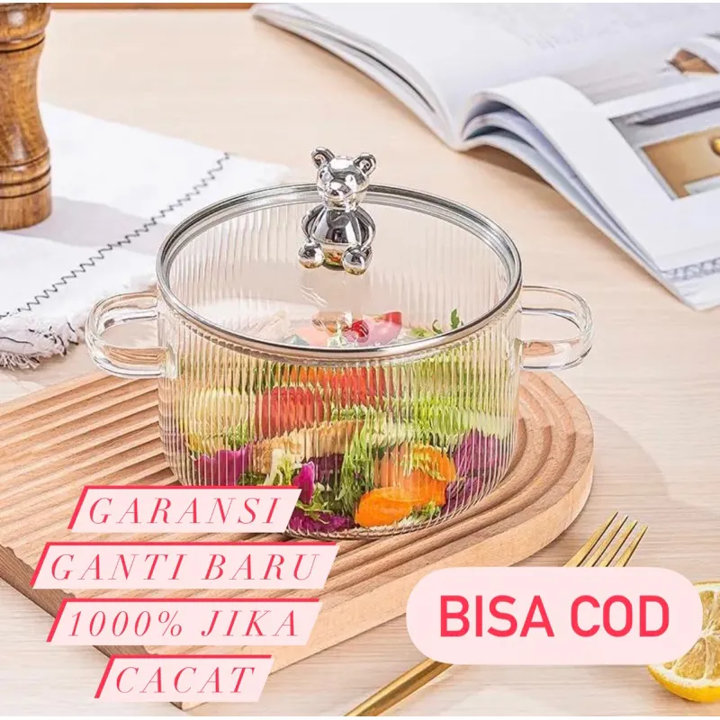 Panci Soup Rebus Kaca Tebal Glass Cooking Soup Pot Transparan