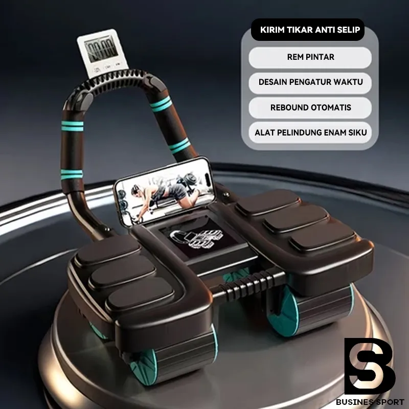 Ab Roller 4 Wheel 3in1 Hitung Cerdas Alat Olahraga Di Rumah Untuk Latihan Otot Perut