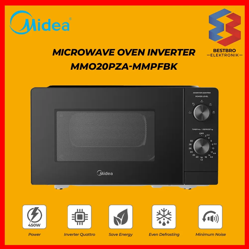 Midea Microwave Oven Inverter MMO20PZA-MMPFBK Kapasitas 20 Liter Low Watt 450W