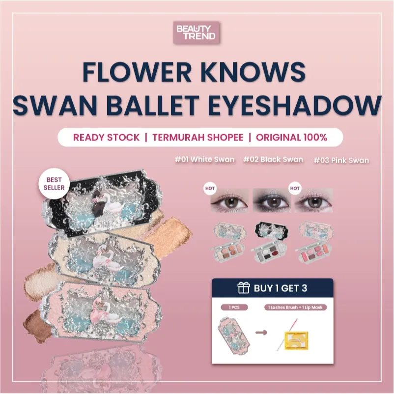 [BPOM ORI] Flower Knows Swan Ballet Eyeshadow Palette Pigmented Viral TikTok Douyin Makeup