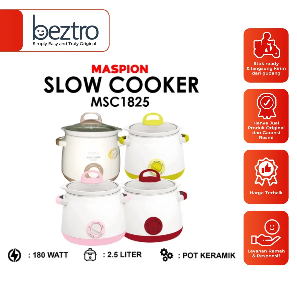 Maspion Slow Cooker MSC-1825 2.5 Liter - MSC1825 Alat Masak Masakan Bayi Mpasi Keramik Pot