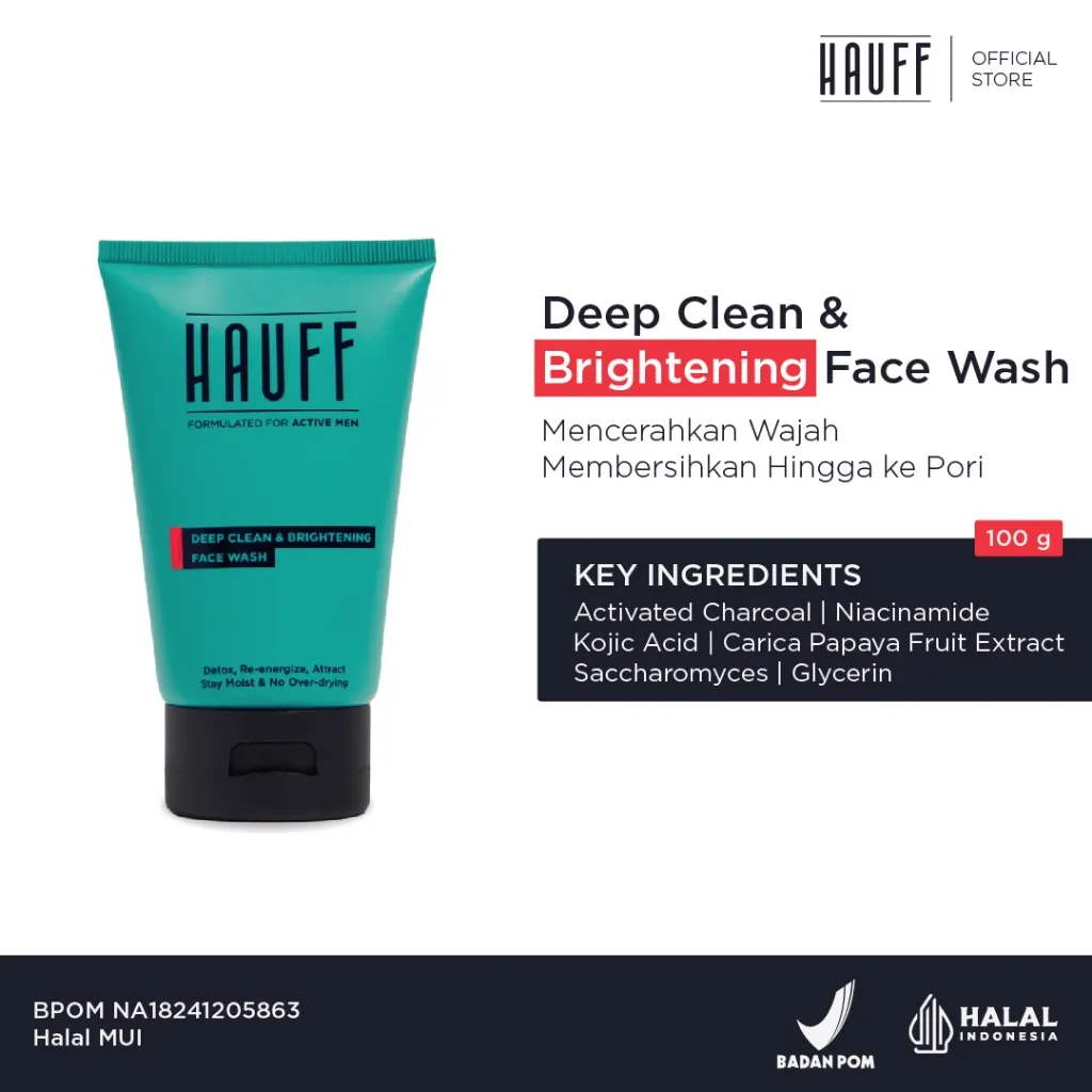 HAUFF Deep Clean & Brightening Face Wash | Mencerahkan Wajah | Membersihkan Hingga ke Pori