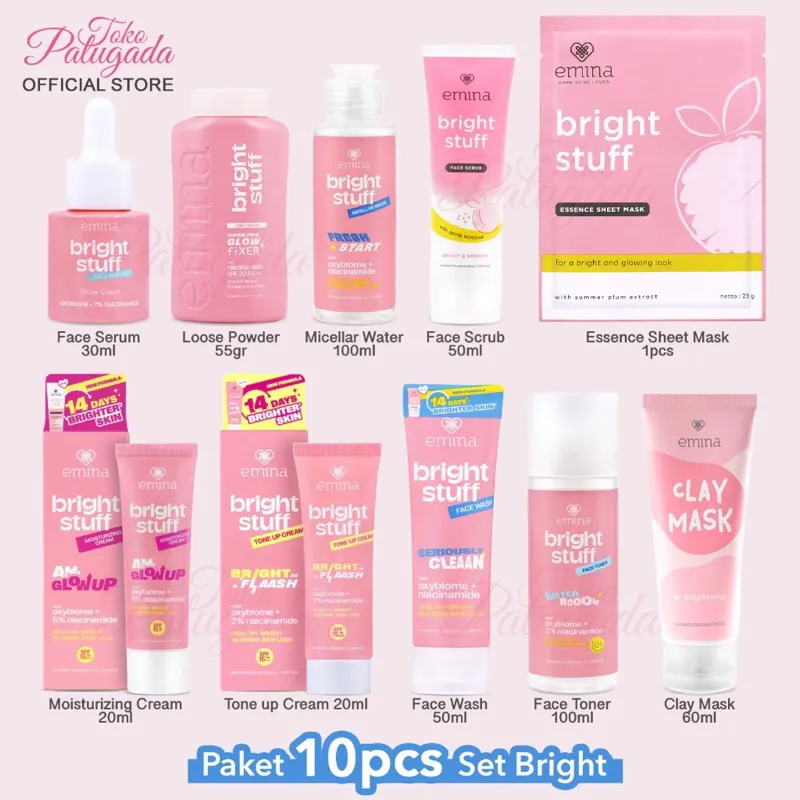 [BISA COD] PAKET EMINA BRIGHT STUFF - Face Wash Toner Bright Stuff Serum Emina Tone Up