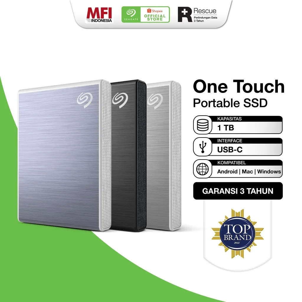 Seagate One Touch Eksternal SSD / USB-C / 1TB