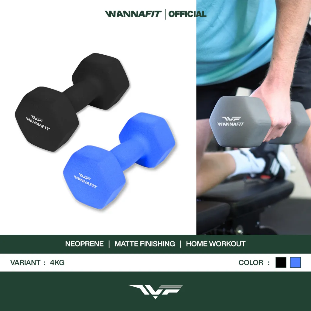 WANNAFIT Dumbbell 4kg Vinyl Neoprene | Dumbell Barbell 4 kg | Alat Latihan Beban