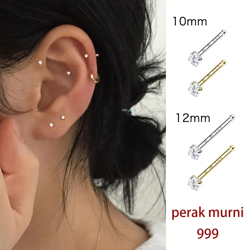 Ear Partne Anting wanita perak murni 999 zirkon Sederhana dan serbaguna Anting-anting yang indah