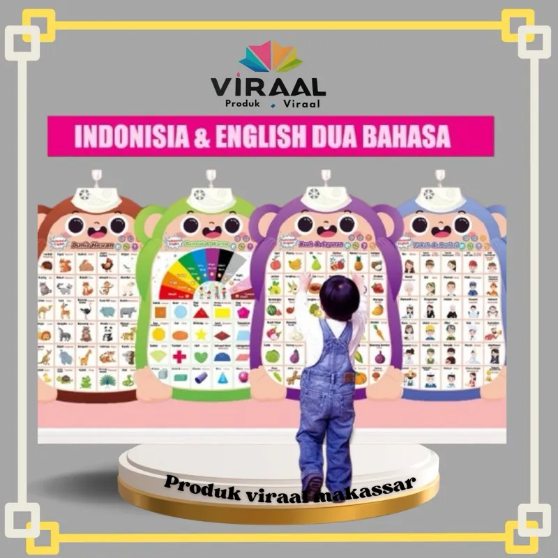 Makassar produk viral poster edukasi suara anak /poster dinding bersuara/poster edukasi bunyi edukasi anak belajar/poster dinding bunyi bahasa indonesia/poster angka dan huruf