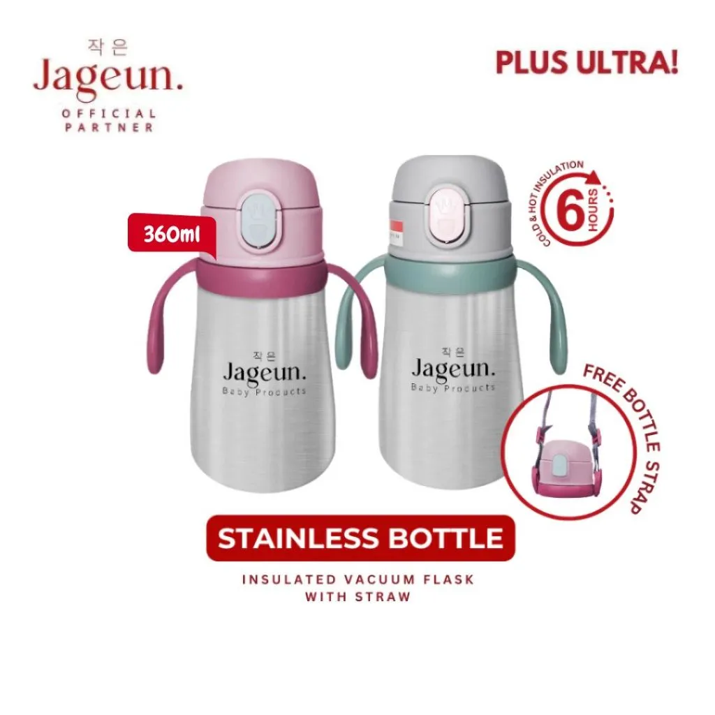 Jageun PLUS ULTRA Stainless Straw Insulated Thermos Bottle | Botol Minum Anak Tahan Panas - 360ml
