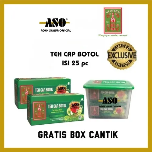 PAKET TEH CAP BOTOL HIJAU celup Aroma Melati ( isi 25 ) GRATIS BOX CANTIK PROMO TERBATAS !!!