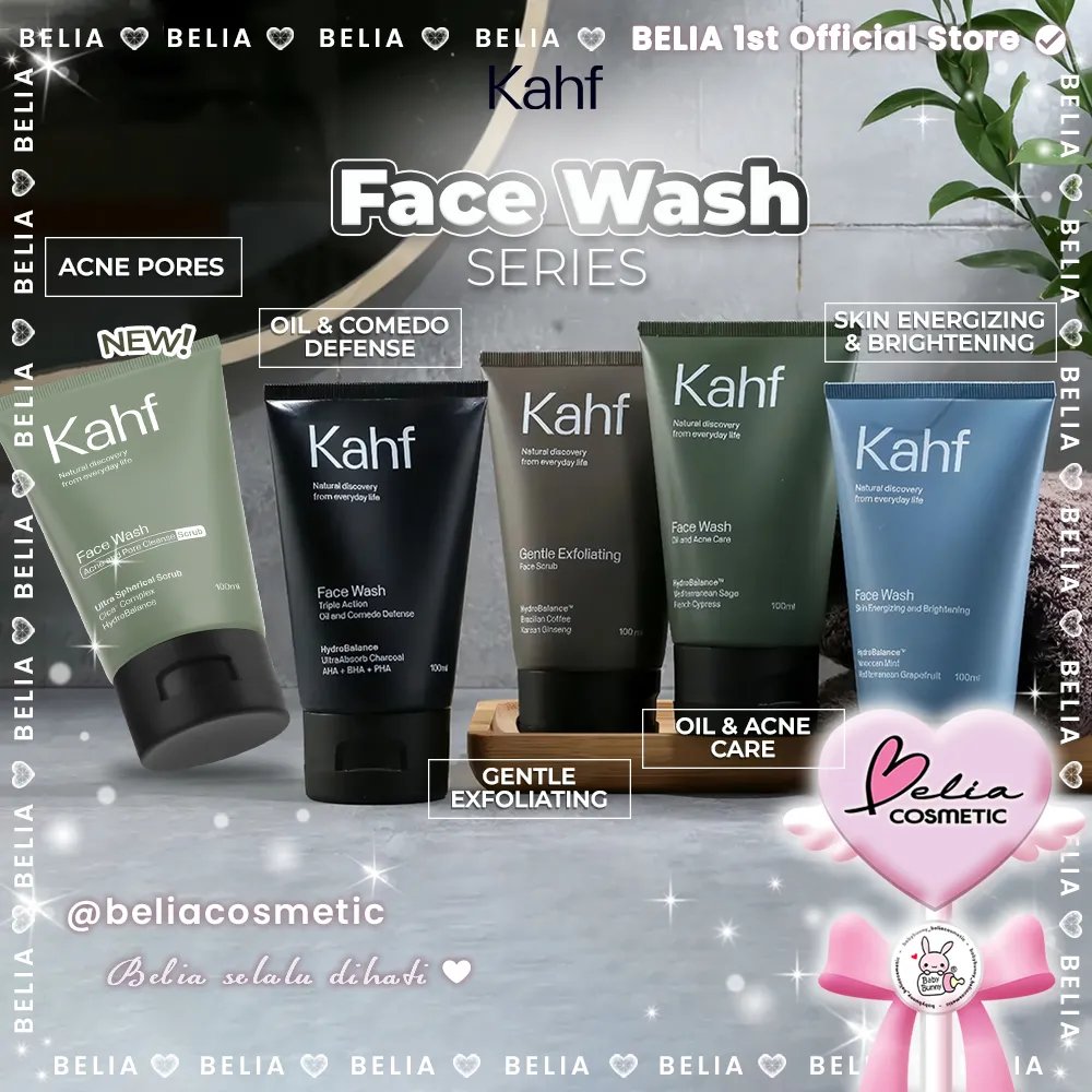 ™ BELIA ™ KAHF Face Wash Series | Sabun Pembersih Wajah Pria | Kulit Cerah Bebas Kusam Untuk Jerawat