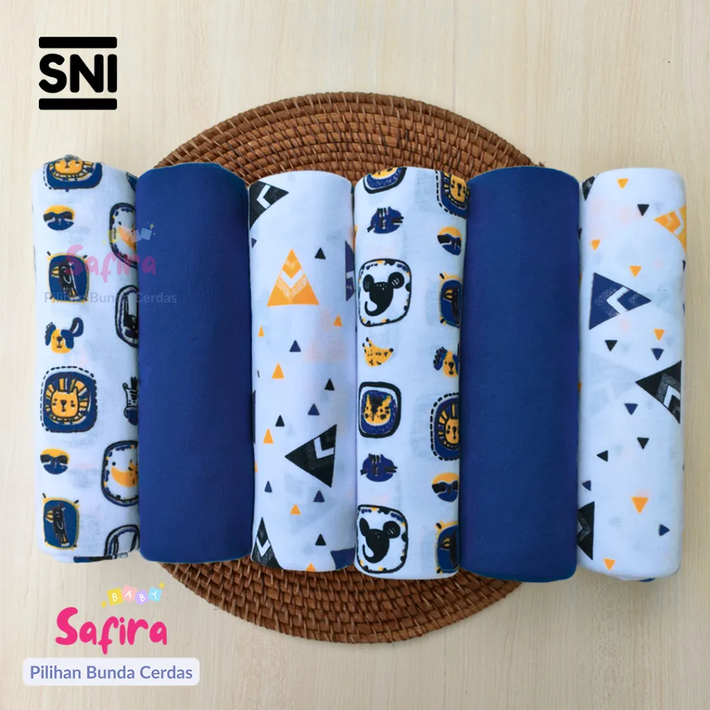 6 Pcs Bedong Bayi Newborn Ukuran Jumbo 110x90cm Bahan Halus dan Tebal
