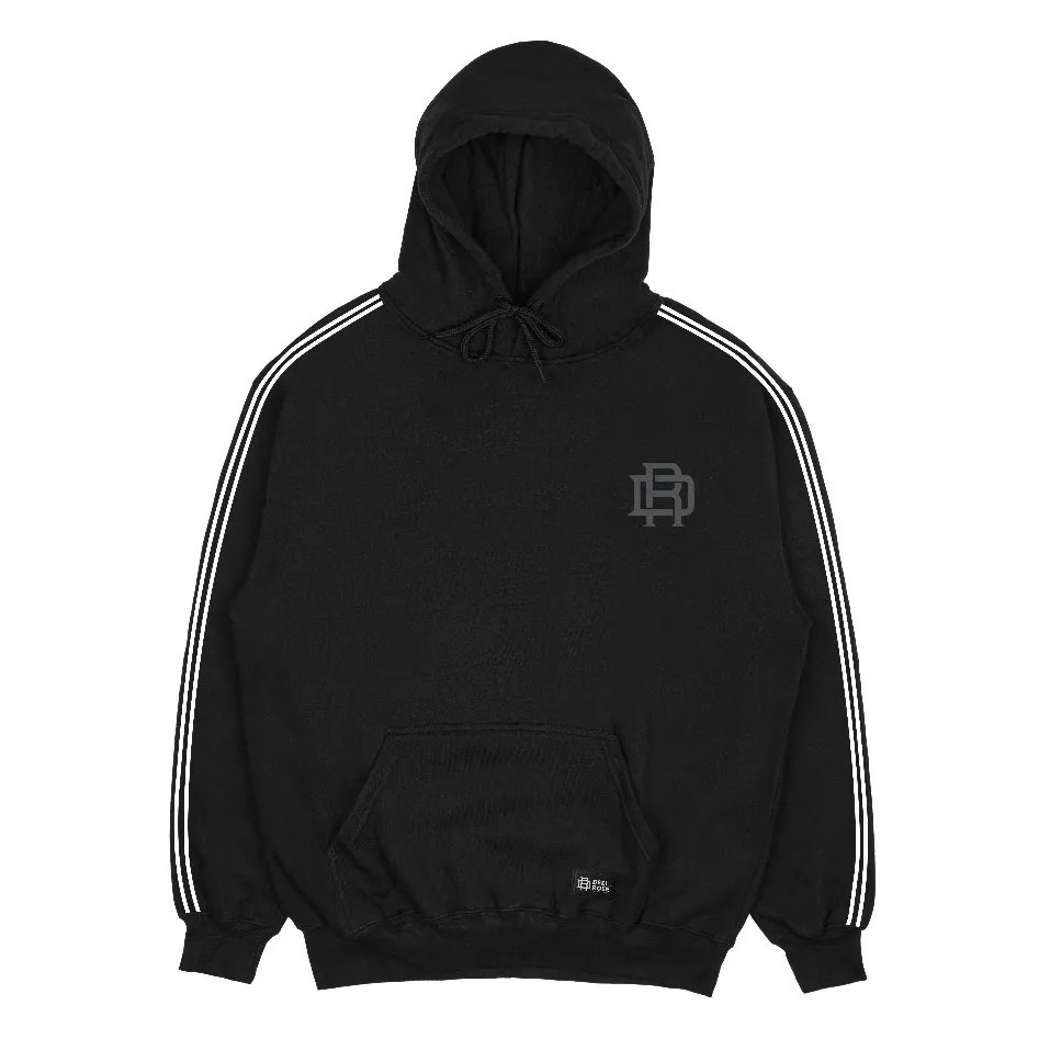 Dezirose Sweater Hoodie Linea Two Strip Logo Pria Wanita Distro Fleece Tebal Premium - Black