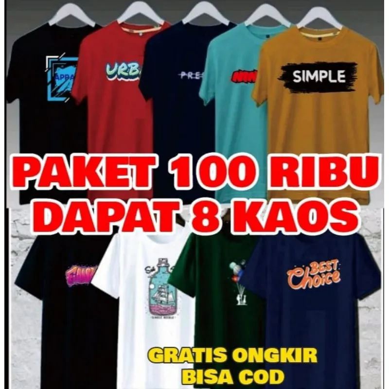 KAOS DISTRO 100 RIBU DAPAT 8 PCS KAOS DISTRO OBLONG PRIA DAN WANITA LENGAN PENDEK