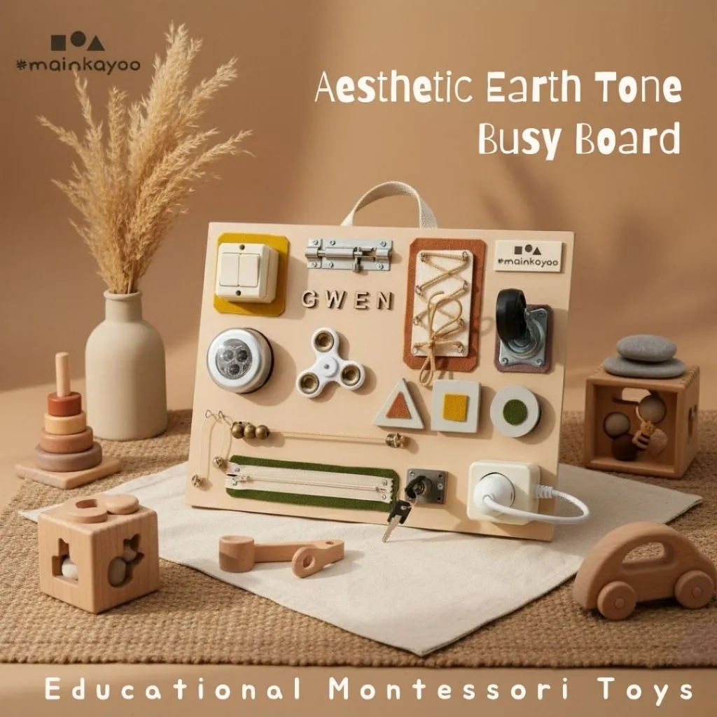 Aesthetic Busy Board - Mainan Edukasi Montessori Anak - Earth Tone Edition