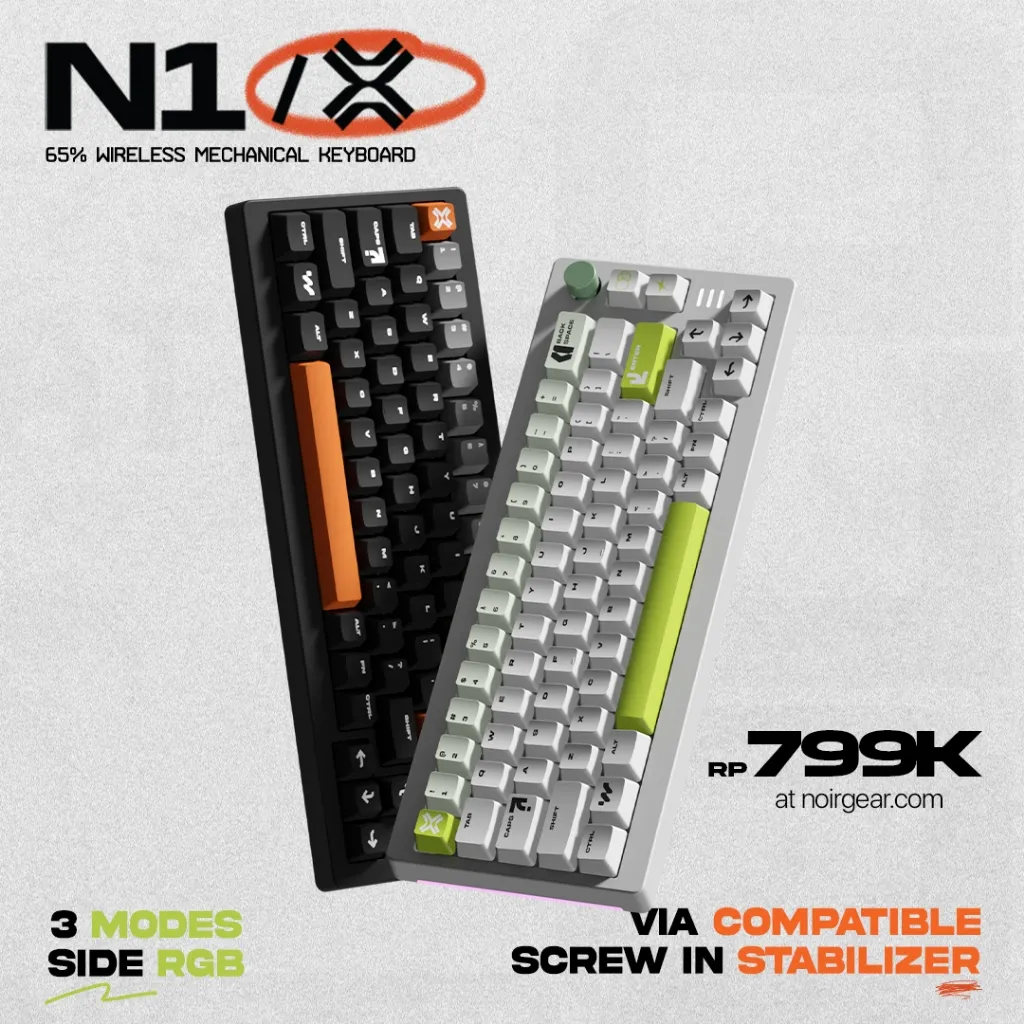 Noir N1/X 65% VIA/QMK Wireless Mechanical Keyboard Gasket Mount
