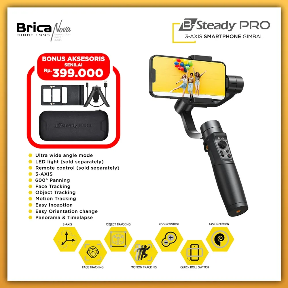 Brica BSteady Series - BSteady Q - BSteady eQ - BSteady - BSteady 2 Pocket - BSteady 2 Pocket Lite - BSteady 2 Pocket AI - BSteady XS2 - BSteady PRO - BSteady ULTIMATE - Gimbal – Free Bonus - BSteady Series