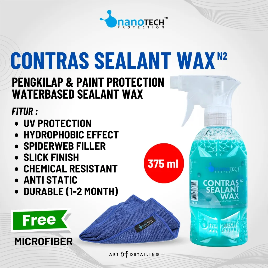 CONTRAS SEALANT WAX - nanoTECH PROTECTION - INSTANT COATING Pengkilap Mobil Motor Efek Daun Talas - Wax Mobil Motor - Nano Ceramic Coating - Paint Protection - Perawatan Coating - Sealent Wax - Sealant Guard