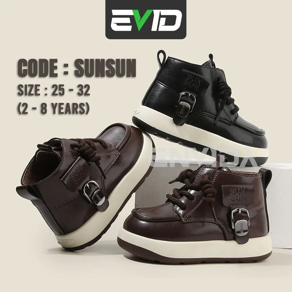 EVID - Sepatu Anak Laki-Laki Sepatu Kulit Model Formal Casual  Premium 2-8 Tahun Kode SUNSUN