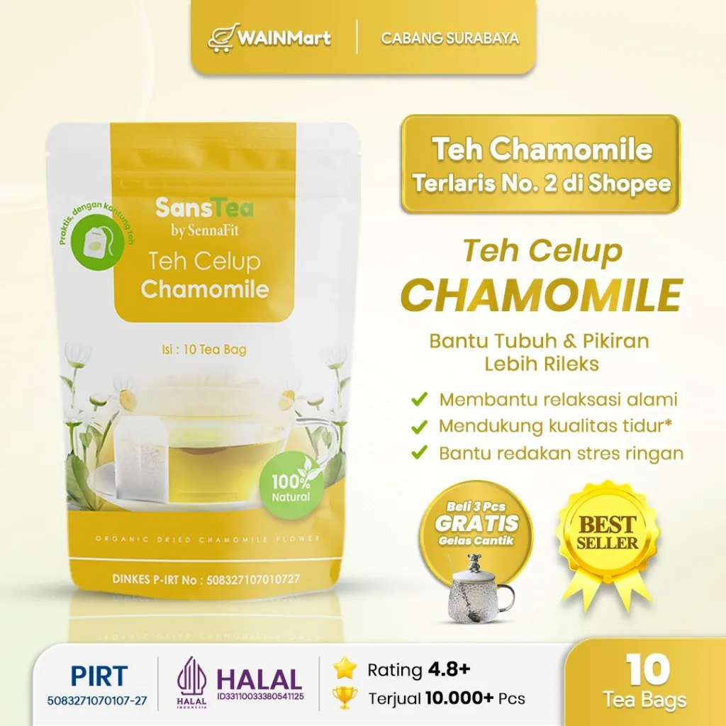 Sanstea Teh Chamomile Celup | Herbal Relaksasi Dan Nyaman di Lambung