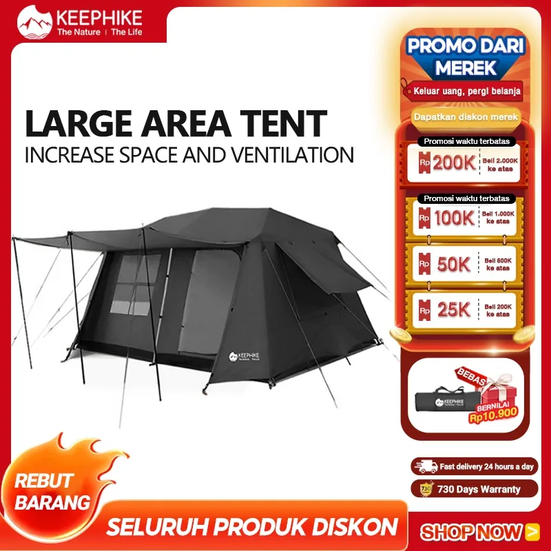 KEEPHIKE Tenda Pita perak Oxford 210D ||  Kapasitas besar bisa menampung hingga 8 orang
