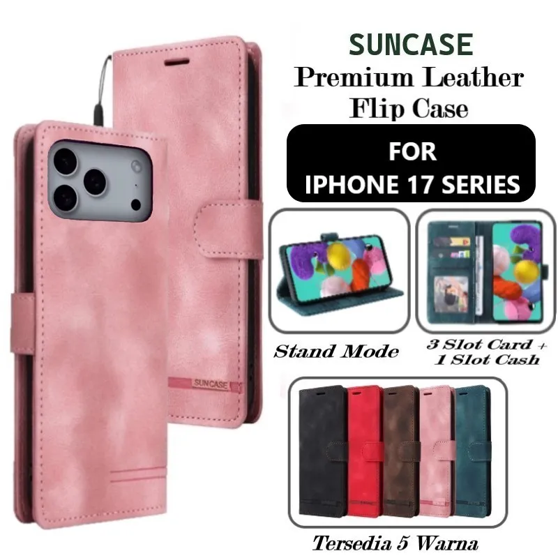 SUNCASE Iphone 17 series cover hp model dompet multi fungsi flip case wallet leather