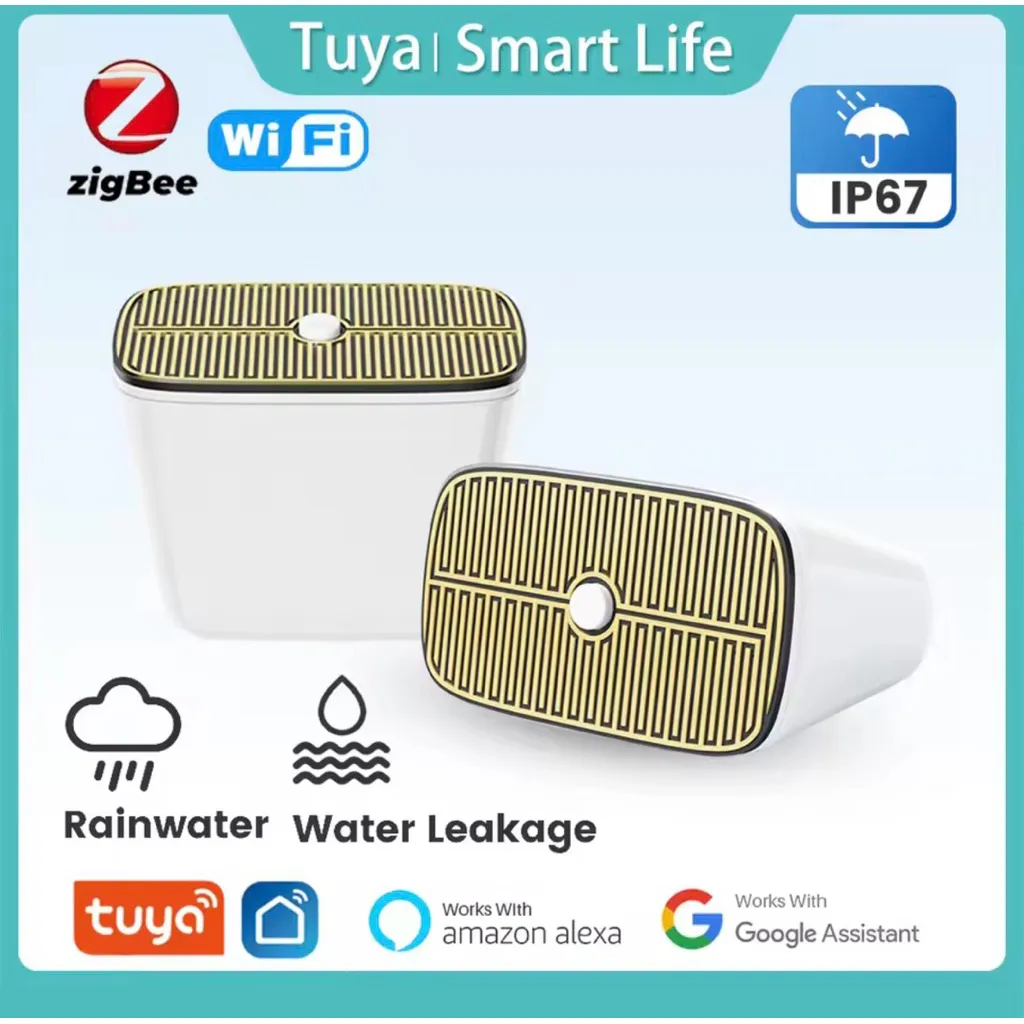 Alat Sensor Hujan Tuya Zigbee WiFi Smart Rain Sensor Water Leakage Detector APP Remote Monitor Weather Outdoor IP67 Waterproof Home Security Alarm
