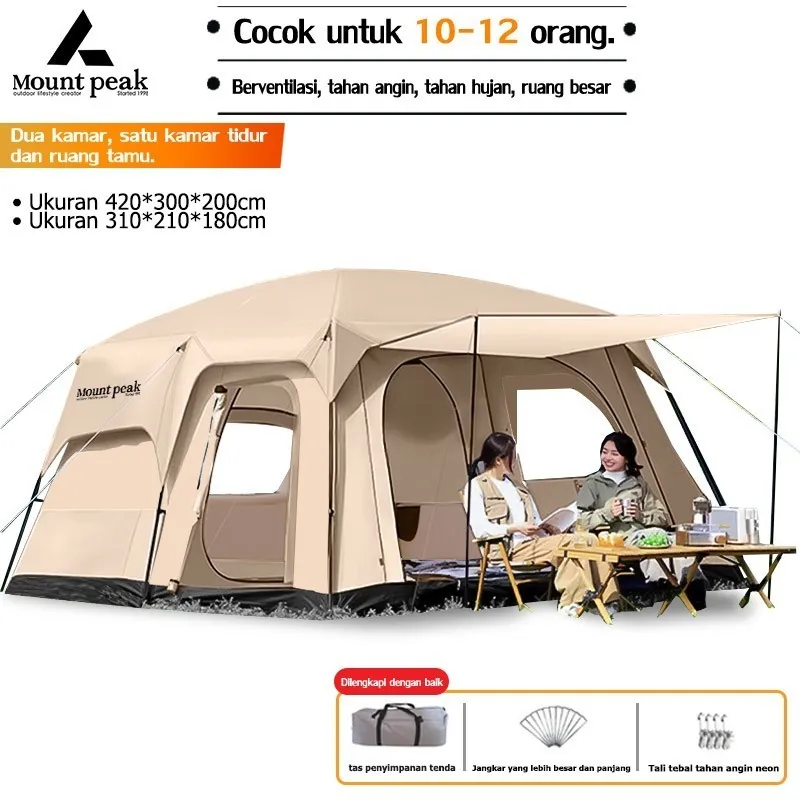 Mountpeak Tenda Glamping 2 Ruangan, Untuk 12 Orang  Keluarga & Camping Nyaman