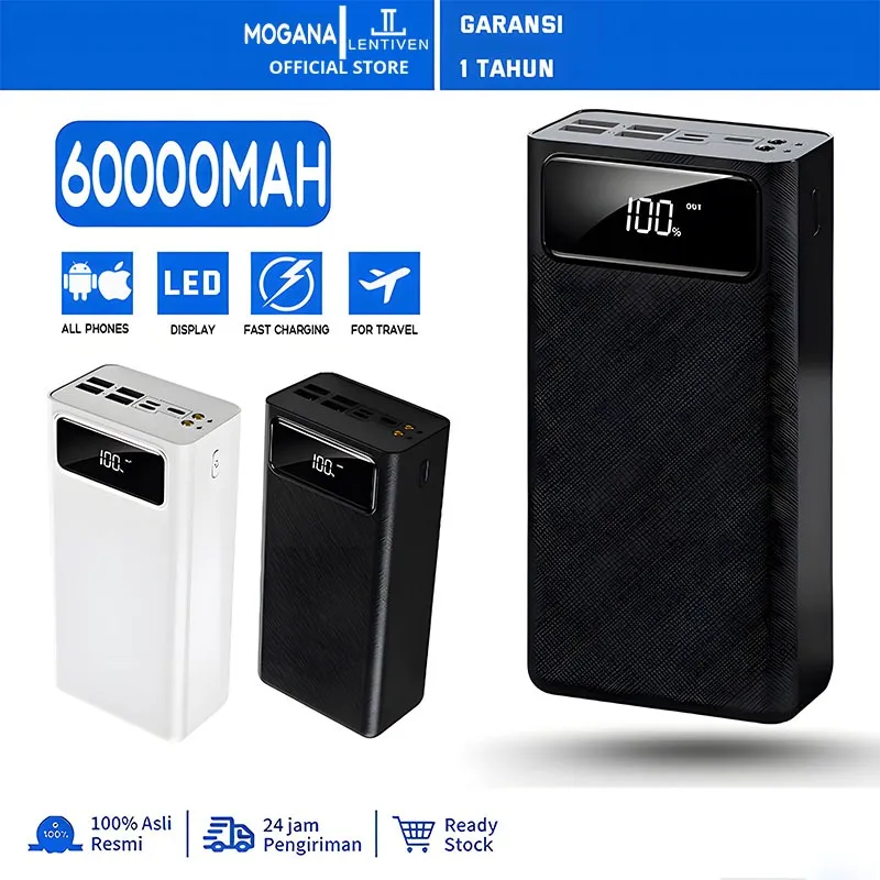 MOGANA LENTIVEN Powerbank 60000 mAh 4 USB Fast Charging Led Display