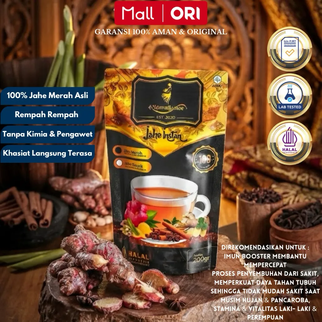 Jahe Merah Bubuk 100% Murni High Quality untuk Imun Booster / Menambah Vitalitas&Kesuburan Pria / Jantung